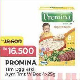 Promo Harga Promina Bubur Tim 8+ Daging Brocoli, Ayam Kampung Tomat Wortel 100 gr - Alfamart