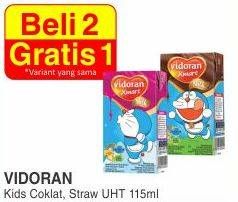 Promo Harga VIDORAN Kids Milk UHT Coklat, Stroberi 115 ml - Yogya