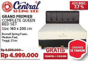 Promo Harga Central Spring Bed Grand Premier Matras Spring 160x200cm  - COURTS
