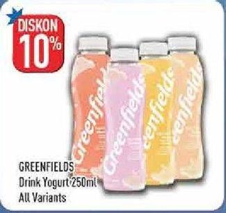 Promo Harga GREENFIELDS Yogurt Drink All Variants 250 ml - Hypermart