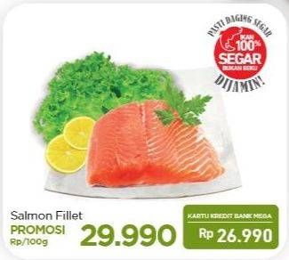 Promo Harga Salmon Fillet per 100 gr - Carrefour