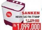 Promo Harga SANKEN Mesin Cuci 2 Tabung TW-7750HP  - Hypermart