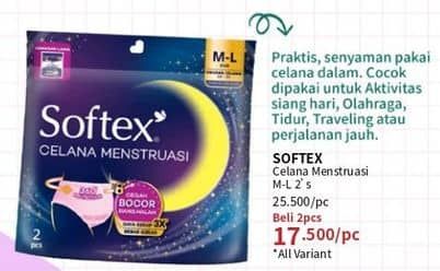 Promo Harga Softex Celana Menstruasi All Variants 2 pcs - Guardian