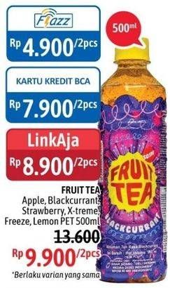 Promo Harga SOSRO Fruit Tea Apple, Blackcurrant, Strawberry, X-Treme, Freeze, Lemon per 2 botol 500 ml - Alfamidi