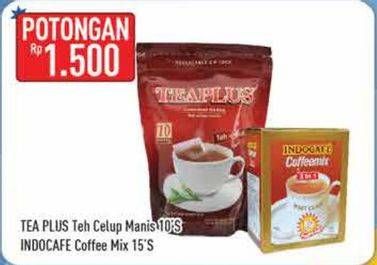 Promo Harga TEA PLUS Teh Celup/INDOCAFE Coffeemix  - Hypermart
