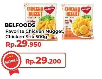 Promo Harga Belfoods Nugget Favorit Chicken Nugget, Chicken Nugget Stick 500 gr - Yogya