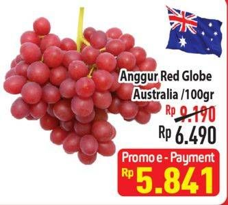 Promo Harga Anggur Red Globe Australia per 100 gr - Hypermart