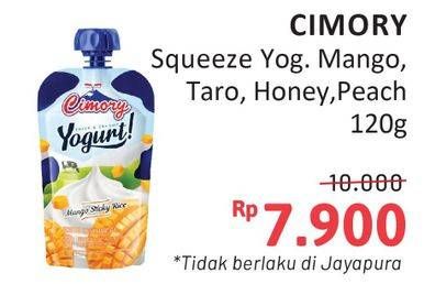 Promo Harga Cimory Squeeze Yogurt Mango Sticky Rice, Purple Taro, Honey, Peach 120 gr - Alfamidi