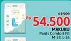 Promo Harga Makuku Comfort Fit Diapers Pants M28, L26 26 pcs - Alfamidi