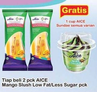 Promo Harga AICE Ice Cream Mango Slush Low Fat Less Sugar per 2 pcs - Indomaret