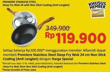 Promo Harga Premier Stainless Steel Deep Fry Wok With Non Stick Coating 24 Cm  - Alfamidi