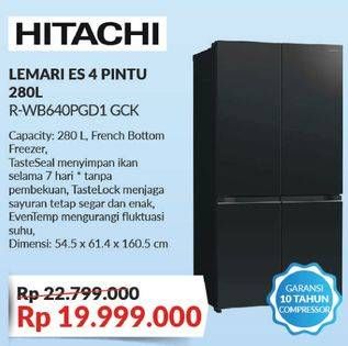 Promo Harga HITACHI R-WB640PGD1 French Bottom Freezer Standard 569L  - COURTS