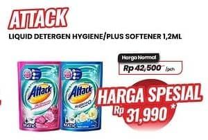 Promo Harga Attack Detergent Liquid Hygiene Plus Protection, Plus Softener 1200 ml - Carrefour