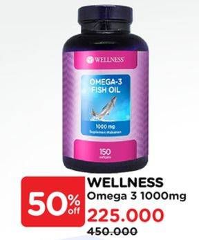 Promo Harga Wellness Omega 3 Fish Oil 1000mg 150 pcs - Watsons