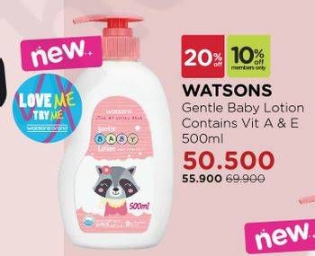 Promo Harga WATSONS Gentle Baby Lotion 500 ml - Watsons
