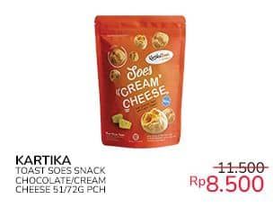 Kartika Toast Soes Snack Cream 50 gr Diskon 26%, Harga Promo Rp8.500, Harga Normal Rp11.500, Indomaret Fresh