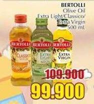Promo Harga BERTOLLI Olive Oil Extra Light, Classico, Extra Virgin 500 ml - Giant