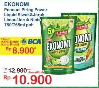 Promo Harga EKONOMI Pencuci Piring Power Liquid Jeruk Nipis 780 ml - Indomaret