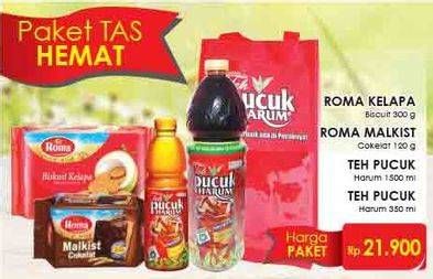 Promo Harga Roma Kelapa+Malkist+Teh Pucuk 1500 ml + Teh Pucuk 350 ml  - LotteMart
