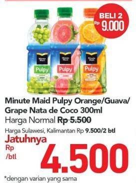 Promo Harga MINUTE MAID Juice Pulpy Orange, Guava, White Grape Nata De Coco 300 ml - Carrefour