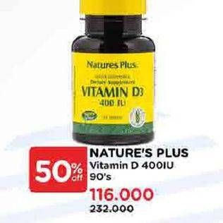 Promo Harga Natures Plus Vitamin D3 400 IU 90 pcs - Watsons