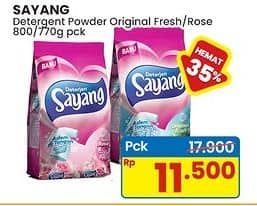 Promo Harga Sayang Detergent Powder Original Fresh, Rose 800 gr - Indomaret