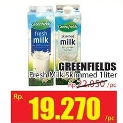 Promo Harga GREENFIELDS Fresh Milk Skimmed Milk 1000 ml - Hari Hari