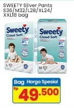 Promo Harga Sweety Silver Pants S36, M32, L28, XL24, XXL18 18 pcs - Indomaret
