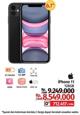 Promo Harga Apple iPhone 11 | Liquid Retina HD LCD 6.1 inci - Kamera 12MP  - LotteMart