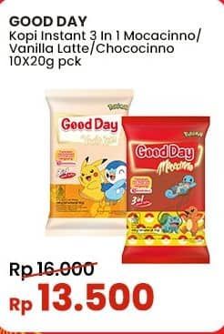 Promo Harga Good Day Instant Coffee 3 in 1 Mocacinno, Vanilla Latte, Chococinno per 10 sachet 20 gr - Indomaret