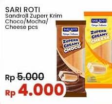 Promo Harga Sari Roti Sandroll Zuperr Creamy Cheese, Choco, Mocha 55 gr - Indomaret