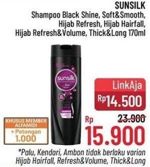 Promo Harga SUNSILK Shampoo Black Shine, Soft And Smooth, Hijab Refresh, Hairfall, Refresh Volume, Thick Long 170 ml - Alfamidi