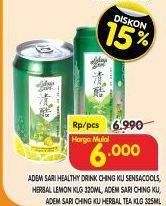 Promo Harga ADEM SARI Ching Ku Sensacools, Herbal Lemon, Herbal Tea, Sparkling Herbal Lemon 320 ml - Superindo