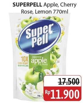 Promo Harga Super Pell Pembersih Lantai Fresh Apple, Cherry Rose, Lemon Ginger 770 ml - Alfamidi