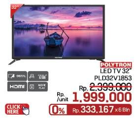 Promo Harga Polytron PLD 32V1853 Digital LED TV  - LotteMart