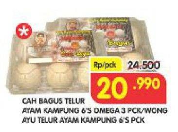 Promo Harga Cah Bagus Telur Ayam Kampung Omega 3 / Wong Ayu Telur Ayam Kampung 6's  - Superindo