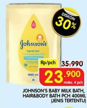 Promo Harga Johnsons Baby Milk Bath 375 ml - Superindo