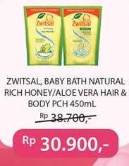 Promo Harga ZWITSAL Natural Baby Bath Rich Honey, Hair Body Aloe Vera 450 ml - Indomaret