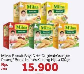 Promo Harga MILNA Biskuit Bayi Original, Jeruk, Pisang, Kacang Hijau, Beras Merah 130 gr - Carrefour