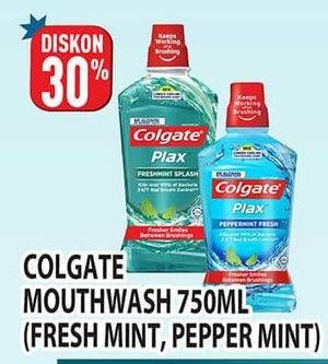 Promo Harga COLGATE Mouthwash Plax Fresh Mint, Peppermint 750 ml - Hypermart