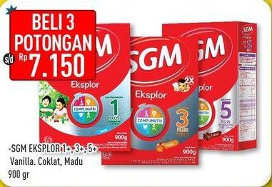 Promo Harga SGM Eksplor 1+/ 3+/ 5+ Vanilla, Cokelat, Madu per 3 box 900 gr - Hypermart