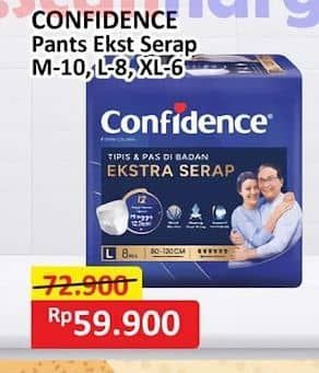 Promo Harga Confidence Adult Pants Slim & Fit Extra Absorb L8, M10, XL6 6 pcs - Alfamart