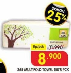 Promo Harga 365 Multifold Towel 150 sheet - Superindo