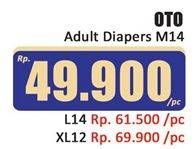 Promo Harga OTO Adult Diapers XL12 12 pcs - Hari Hari