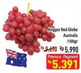 Promo Harga Anggur Red Globe Australia per 100 gr - Hypermart