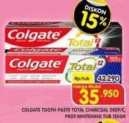 Promo Harga Colgate Toothpaste Total Charcoal Deep Clean, Whitening 150 gr - Superindo