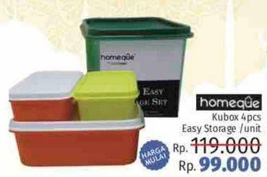 Promo Harga HOMEQUE Kubox Sealware 4 pcs - LotteMart