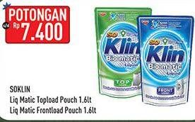 Promo Harga SO KLIN Biomatic Liquid Detergent Front Load, Top Load 1600 ml - Hypermart