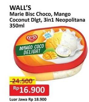 Promo Harga Walls Ice Cream Mango Coco Delight, Marie Chocolate, Neopolitana 350 ml - Alfamart