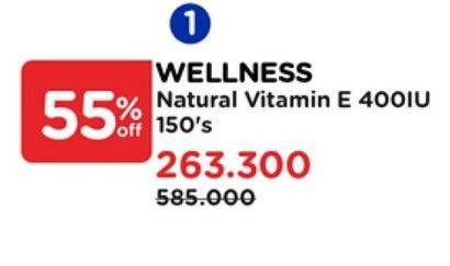 Promo Harga Wellness Natural Vitamin E-400 I.U 150 pcs - Watsons